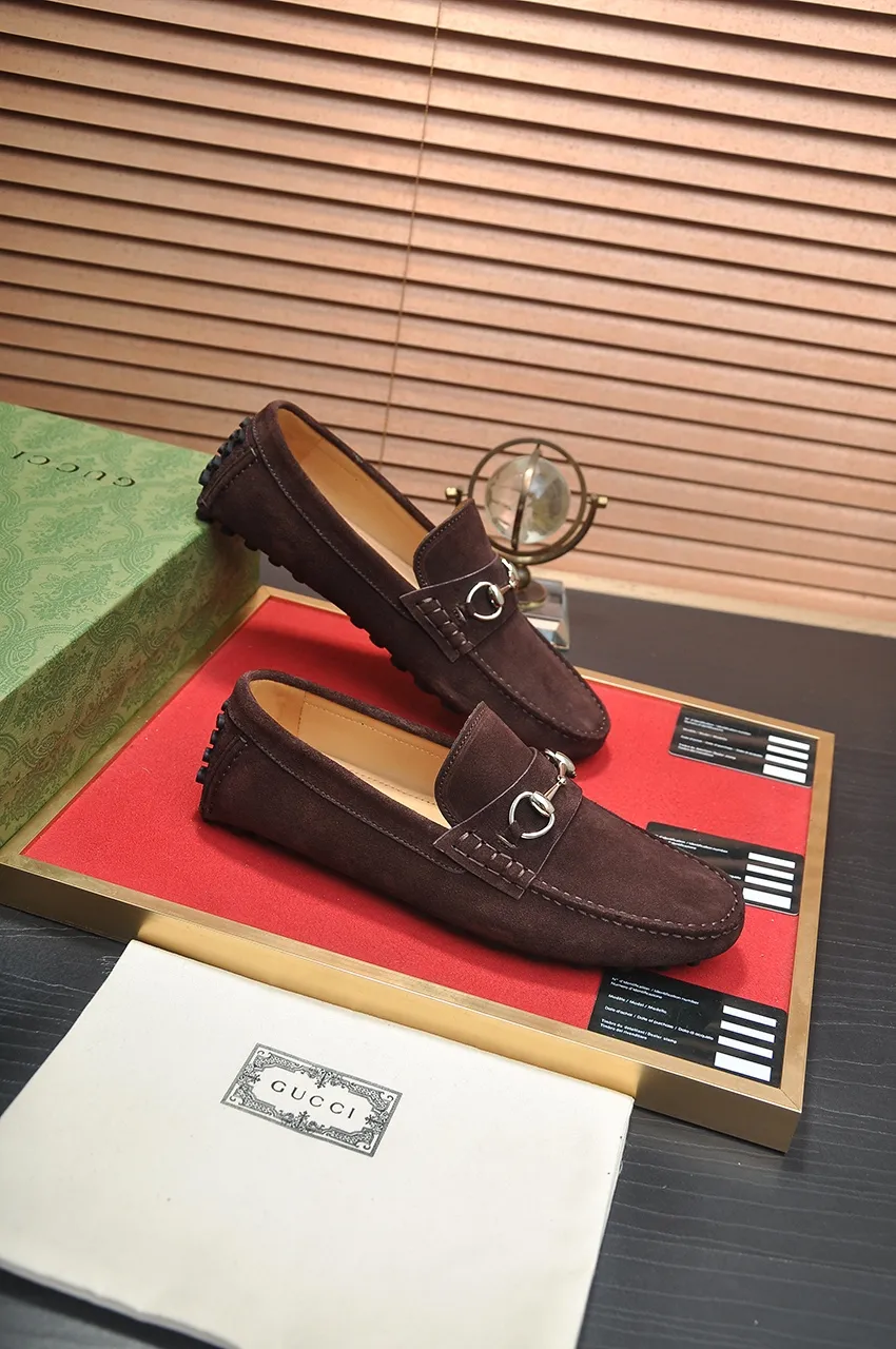 Men's Men's Shoes💰420💶【GUCCI】 (High-end Niuli) New 🍀Gucci*——Gucci Doudou Shoes! Made of imported original cowhide, the inner top layer is comfortable cowhide lining! Original wear-resistant rubber outsole! High quality products! Code number 38-44!